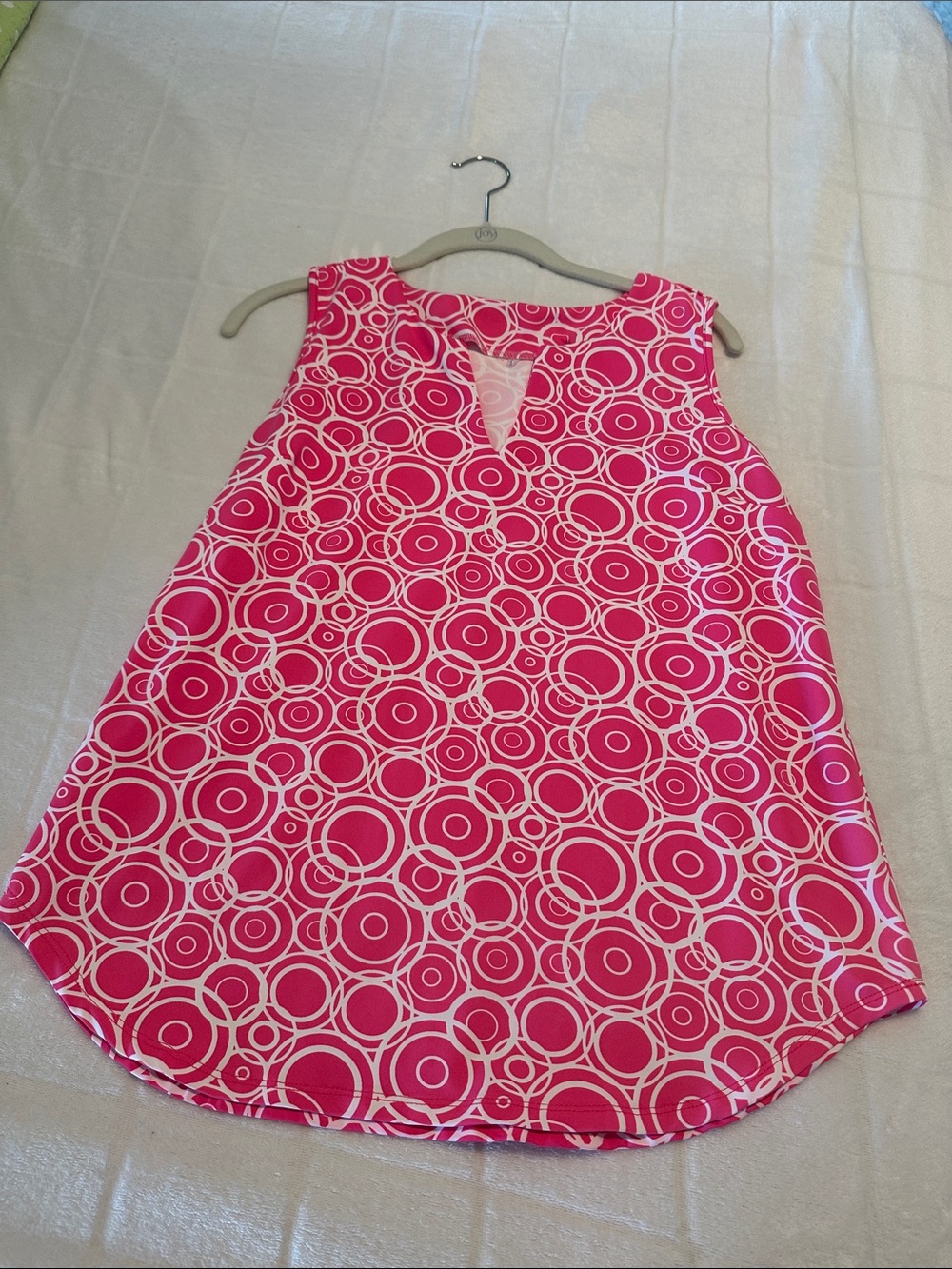 Lulu-B V-neck sleeveless top Pink and White Medium